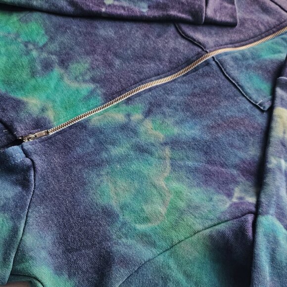 NWT Juno Teal Navy Blue Tie Dye Children's Zip Up Hoodie Jacket Fleece - Picture 3 of 5